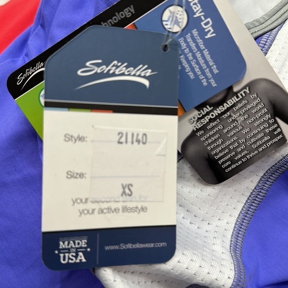 NWT Women’s Sofibella Purple & White Polyester & Spandex UV Tennis Golf Top XS - Picture 9 of 9